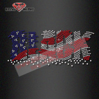 USA Flag Design Iron on Rhinestone Black heat rhinestone transfer USA Flag Design Iron on Rhinestone Black heat rhinestone transfer